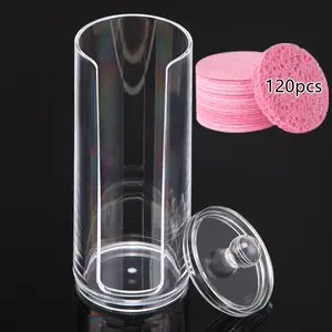 120 Pieces Compressed Natural Facial Cleansing Sponges Disposable Sponge Pads for Face Cleaning Removing Makeup Exfoliating with Clear Plastic Storage Jar