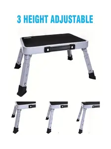 Stainless Steel Folding Ladder for Rvs, Adjustable Height, Durable and Portable, Non-Slip Surface, Supports Up to 330 Lbs, Multifunctional Single Step Ladder