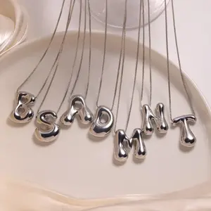 Initial Bubble Name Necklace Chunky Balloon Letter Pendant Choker for Women Custom Name Personalized Chic Jewelry Birthday Gifts