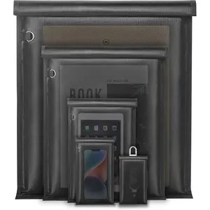 5-Pack Large Faraday Cages for Electronics, Glass Fiber RFID Blocker Pouches, Fireproof & Waterproof, Anti-Theft Signal Blocker for Laptops, Tablets, Phones, Car Keys