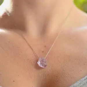 Amethyst Crystal Layering Necklace, Dainty Amethyst Pendant