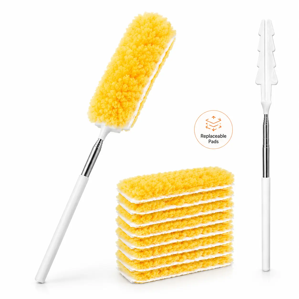 Disposable Microfiber Duster Kit with Extendable Handle & 20 Replacement Pads, Disposable Dusting Wand for Furniture, Blinds, Ceiling Fans, Shelves, Electronics & Pet Hair Cleaning