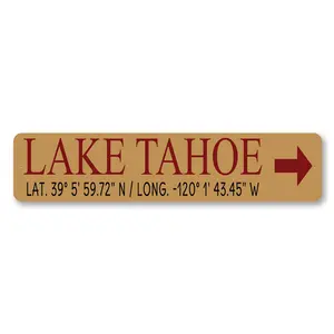 Custom Lake Latitude Longitude Arrow Sign