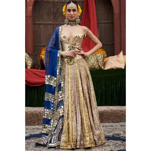 Silver chandi- sona stripes lampi naach lehenga set