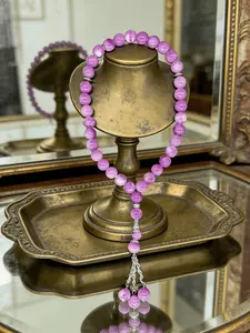 Natural Stone Mala Beads for Meditation & Healing, Solid Pattern, Metal Chain Material, All Seasons, No Choking Hazard Warning