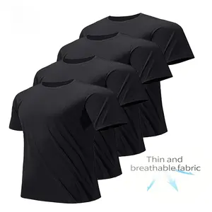 Kyn Apparel 4-Pack White black Men's T-Shirt Thin Solid color Quick Drying Breathable Sweat-Absorbent Shirt Suitable for Fitness Gym and Run