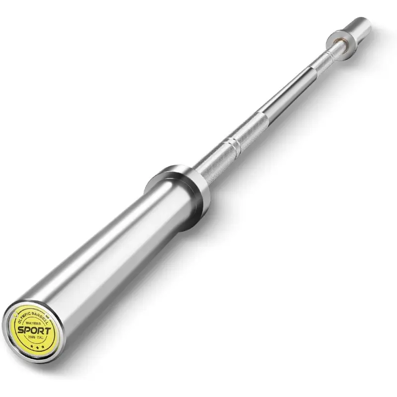 7ft 45lb 2" Hard Chrome Olympic Barbell - Home Fitness Bodybuilding Equipment, 1000lb High-Capacity Quiet Bar, Anti-Slip Knurling 360° Knurl Grip, Grip Enhancement, Chrome Sleeves, Weight Plates Compatible, Compact Resistance Training Gear
