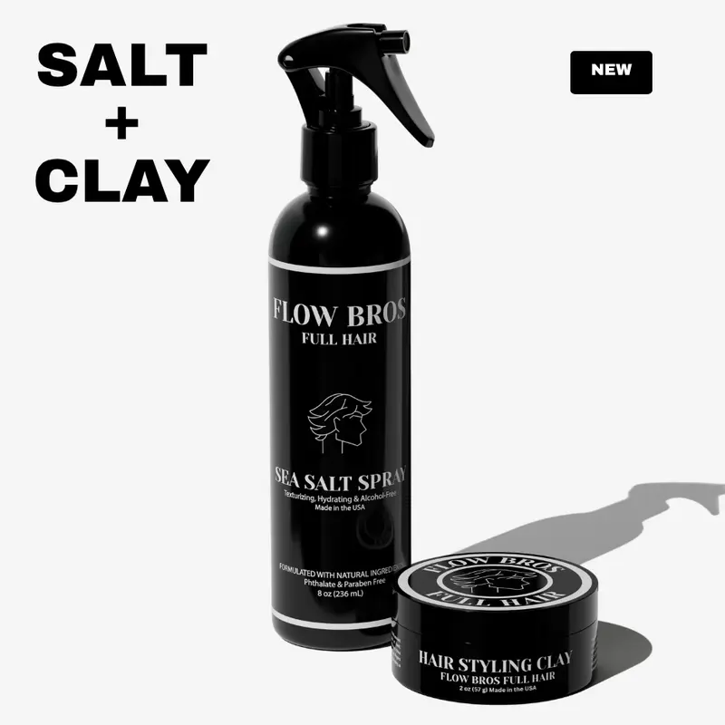 Flow Bros Texture Duo – Sea Salt Spray & Hair Styling Clay Bundle, Texturizing Product for Haircare Matte Finish & Long Lasting Hold