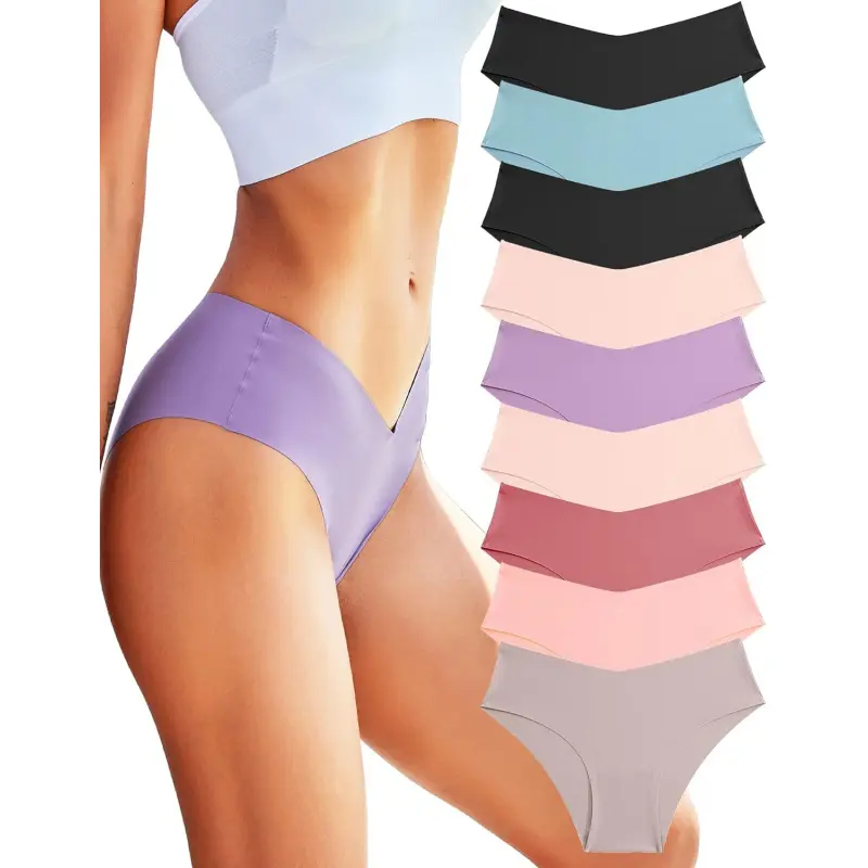 Women's 9 Pack Seamless Bikini Panties, Soft Stretch No Show Cheeky Hipster Underwear, Available in Sizes S to Large, Low Waist, Casual, 24 - 41 Inches, Pull On