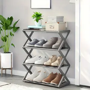 folding shoe rack - No-assembly space-saving storage rack suitable for entryway, wardrobe, kitchen, bathroom, and balcony, Vertical Shoe Rack