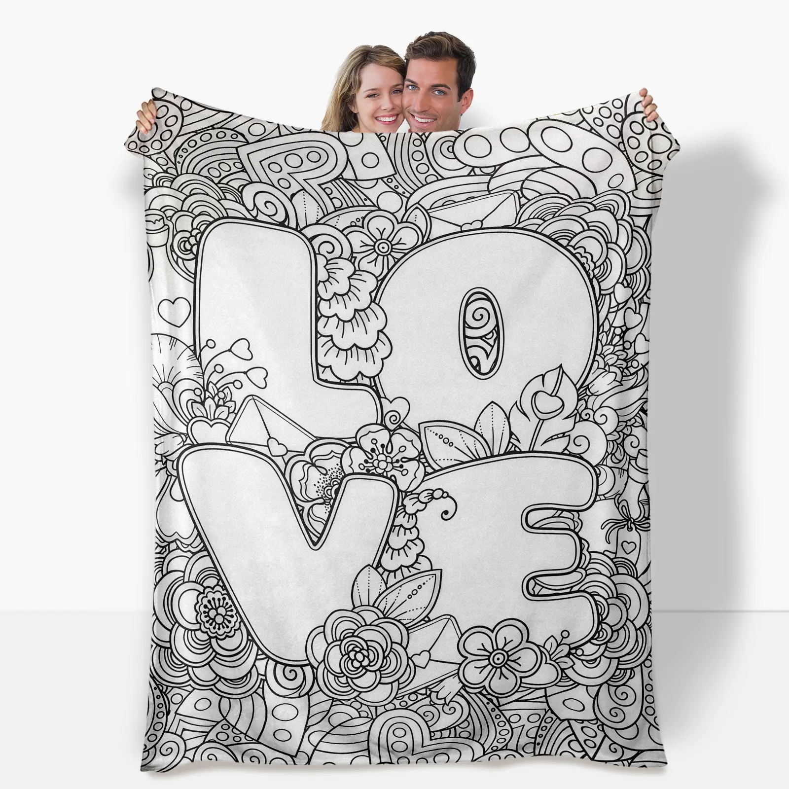 Custom Blankets - Colorable Flannel Personalized Blankets with Tufted Weave, Digital Abstract Art Graphic Design, Multi-Size, Comfortable Material (Markers Not Included) - Ideal for Living Room Sofa, Travel, Birthday Gift