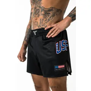 US Fight Club Fight Shorts (5"&7“ Inseam) - Black
