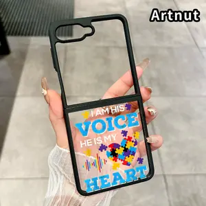 Voice of Heart Pattern Foldable Phone Case for Z Flip 7/6/5/4, Axis Protection and Complete Lens Protection Shockproof Silicone TPU Transparent Cover