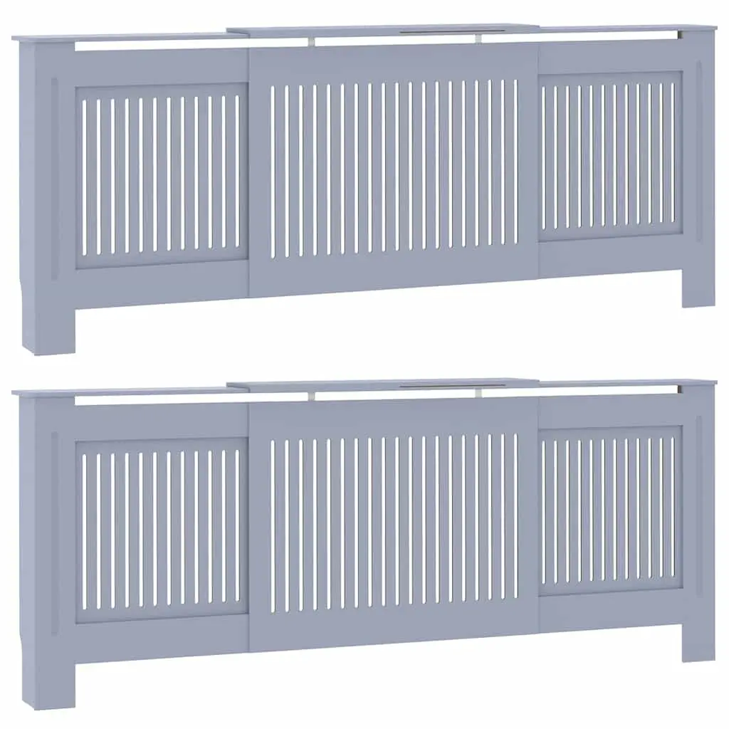 vidaXL Radiator Cover 2 pcs Grey 80.71 x 8.07 x 32.09 in, Stylish Rectangular Radiator Cover, Chic Heat Shield, Wood Style, Safe for Kids, Perfect for Living Spaces 3403239