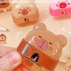 2pcs Water Buffalo Shape Dual-Hole Manual Pencil Sharpener, Office Supplies Gift Prize, Cute Desk Accessory, School & Home Use