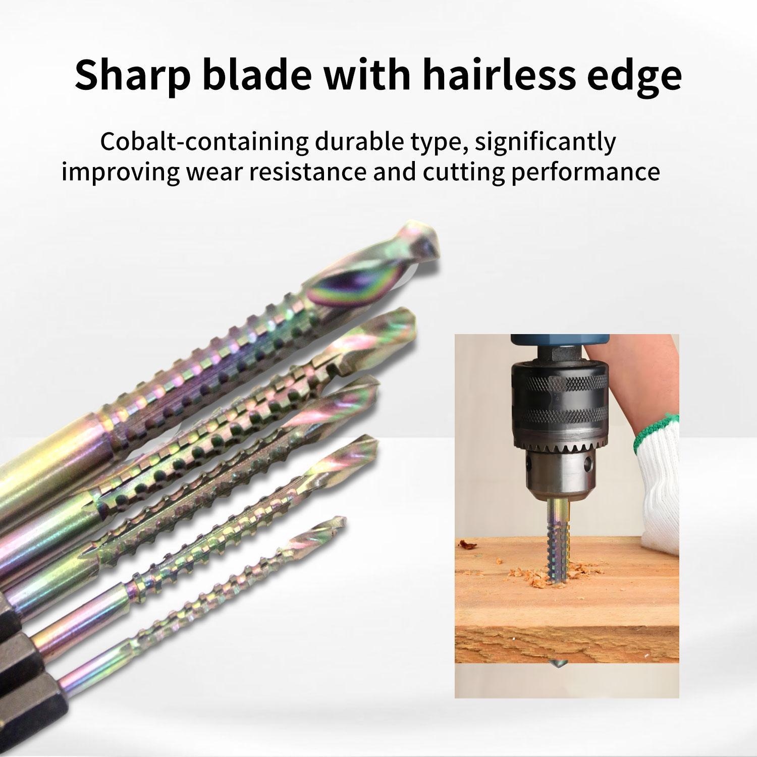Titanium Coated HSS Twist Drill Bit Set (3mm to 8mm).Serrated Side-Cutting Edges for Wood, Metal & Plastic. High-Speed Steel Construction with Anti-Slip Serrations for Precision Drilling. Ideal for Woodworking, DIY Projects & General Drilling Applications