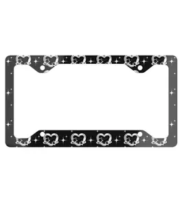 Chrome Black Heart License Plate Frame - Y2K Aesthetic Cyber Car Decor