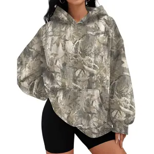 EncoLax Womens Oversized Camo Hoodie Y2k Maple Leaf Print Fleece Hooded Pullover Sweatshirt Casual Long Sleeve Fall Outfits