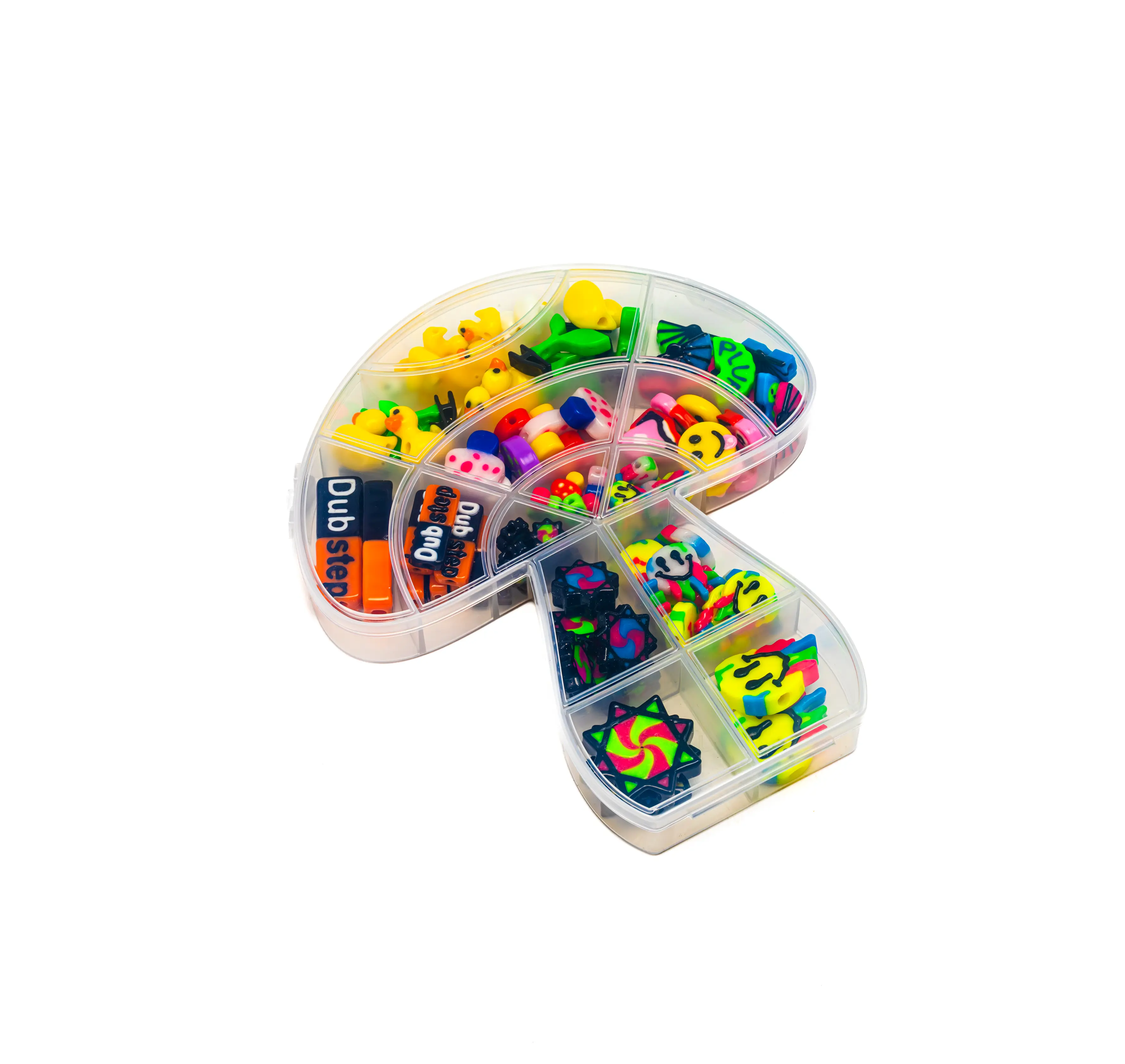 Rave Themed Value Bead Box - 140 Colorful Plastic Beads in 14 Compartments for Crafts & Kandi Making - Festival-Tested & Compact