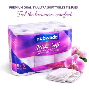Zubweda Ultra Plush Toilet Paper, 32 Mega Rolls = 128 Regular Rolls, 3X Thicker*, 3 Ply Soft Toilet Tissue Kitchen Wipes
