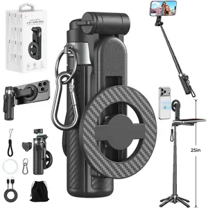 Upgrated 5-in-1 Magnetic Selfie Stick with Remote for Cell Phone 360 °   Rotation.Can Transforms into Mini Tripod/Camera Grip/Handheld Stabilizer/Phone Stand.Extend to 25 inches