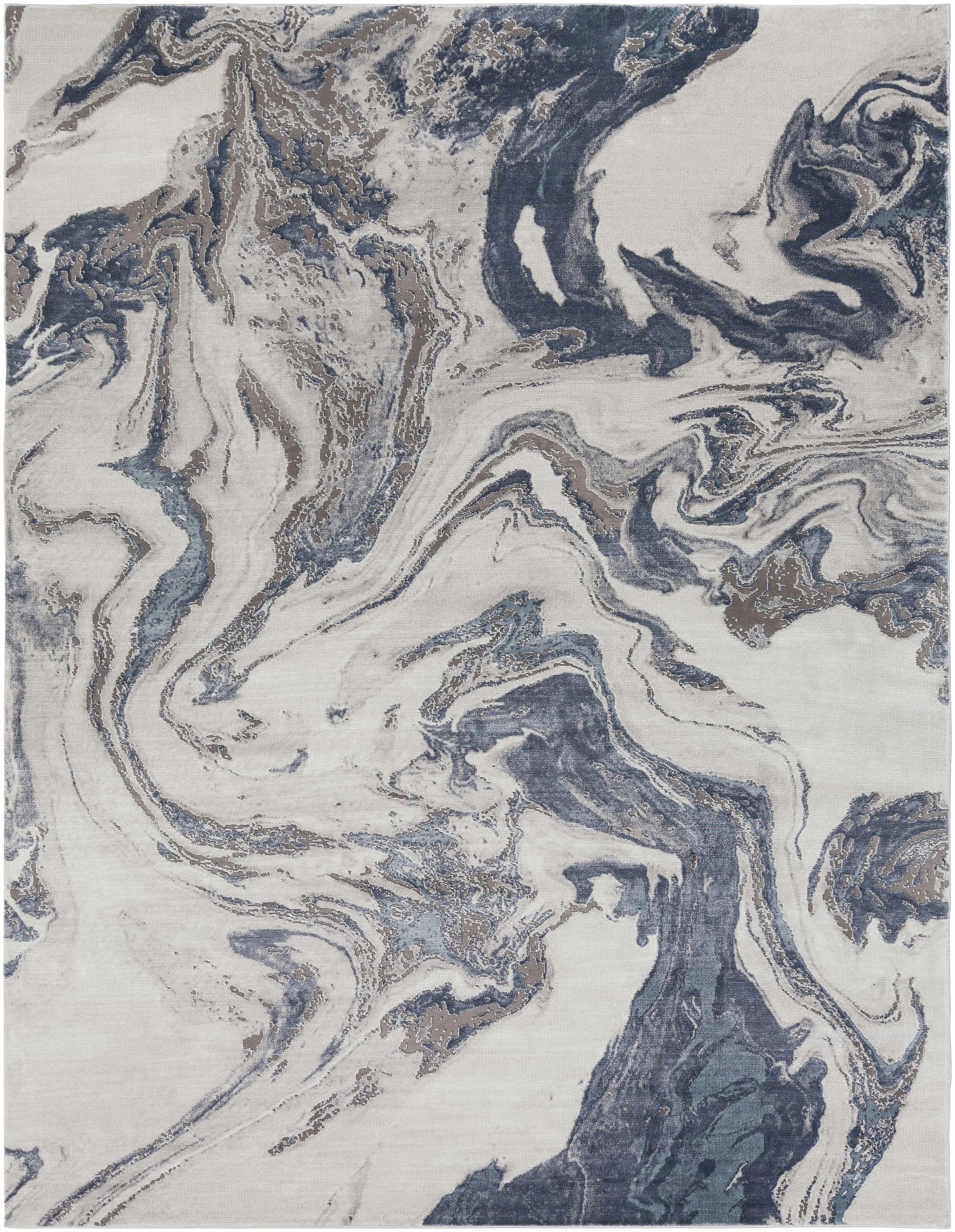 Moana Denim Blue Marble Design Indoor Area Rug, Home Decor Rug, Decorative Household Textile Carpet