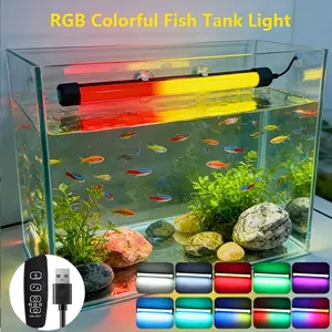 RGB Aquarium LED Lights, Fish Tank Lamps, USB Lighting Equipment, with Diverse Functions, Suitable for Fish Growth, Multiple Lighting Modes, Suitable for Installation on the Walls of Small Indoor Aquariums, Rating: IP68, Animal Supplies