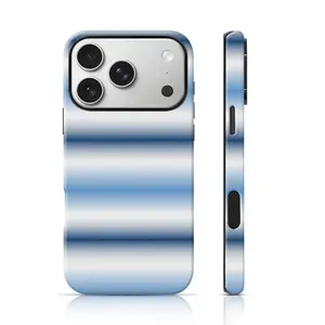 Serene Blue Gradient Stripe Design Mobile Phone Case Drop Proof for iPhone 17 Pro Max/16 Pro Max /15Pro Max 15/14/13/12 & Samsung S26 /S25Ultra Cute Phone Case