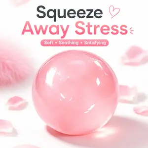 Coconut Oil & Maltose Squishy Stress Ball, Party Supplies, Slow Rising Crunchy Fidget Toys, Soft Moldable Non-Sticky Sensory Squeeze Ball, Transparent Jelly Ice Ball Mochi, Portable Easy Clean for Anxiety Relief, Photo Props gifts