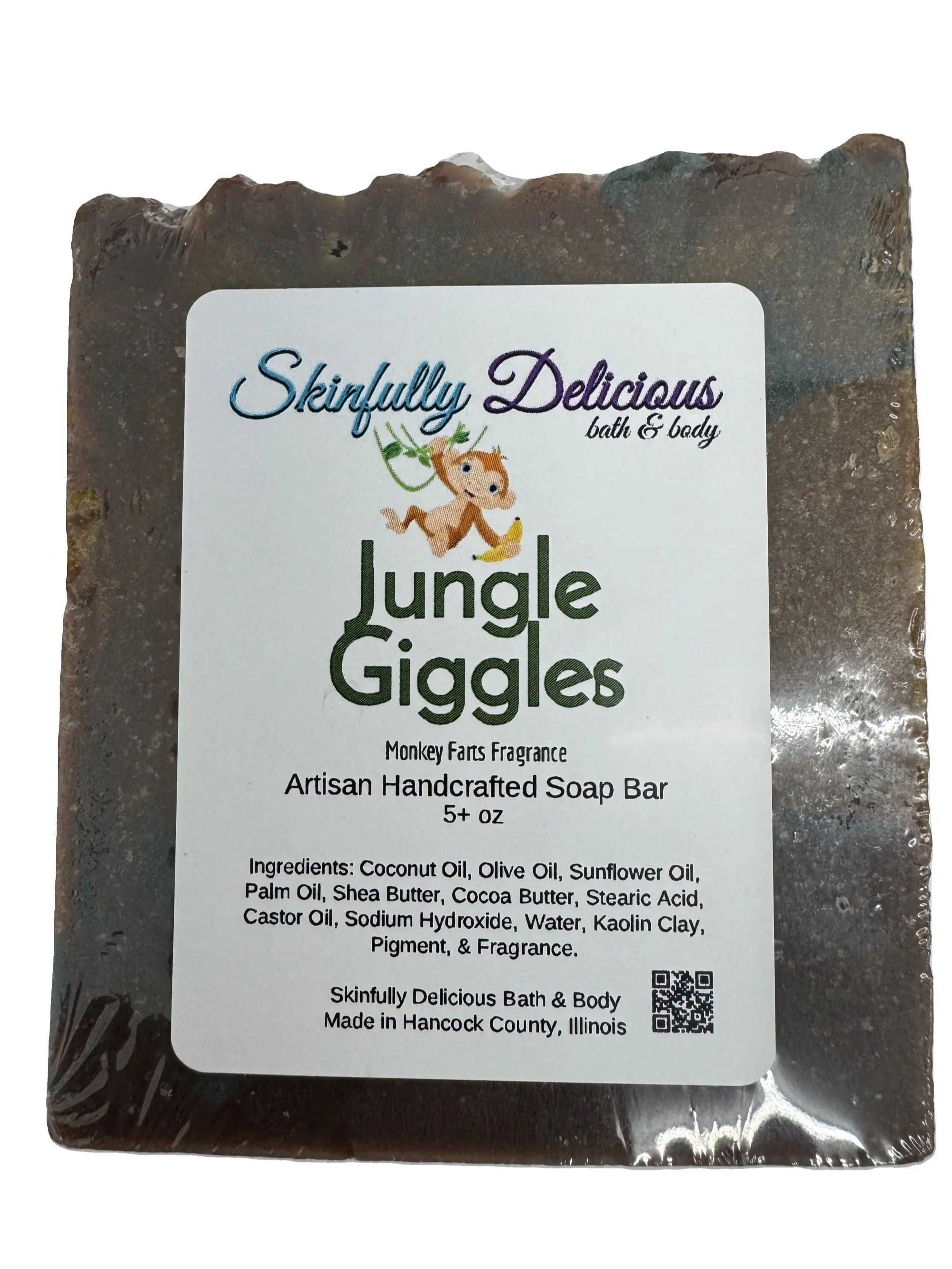 Jungle Giggles Skinfully Delicious Bar Soap - 5 oz Handcrafted Soap with Rich Creamy Scent, Moisturizing Bar, Alcohol Free, Made in Hancock County, Illinois Body Care Coconut