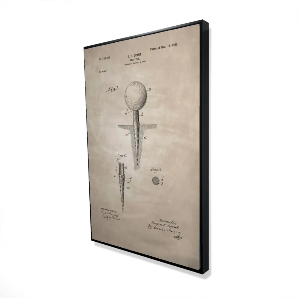 360 Stand Beige Golf Tee Blueprint Poster, 24x36 in., Minimalist Wall Artwork - Artistic Home Decor, Sports Gift for Living Room Decoration, Home Supplies, Modern, Man Cave Decor, Golf Blueprints