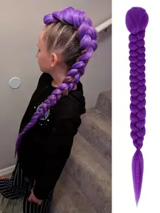 26 Inch Long Braid Hair Extensions, Synthetic Fiber Box Braiding, Synthetic Braided Hair, Ponytail Clip-In, High Quality & Heat-Resistant, Cosplay Halloween Costumes