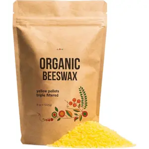 Beeswax Pellets for Candle Making, Wax  Wraps, Furniture Polish, Lip Balm Making |  Grade,  Pure, Yellow Beeswax Pastilles | 8 oz