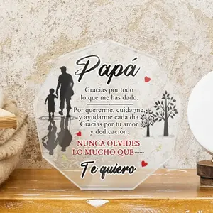 Ideal Christmas Gift for Papa, Permanent Desktop Decoration, Spanish Thank You Message, Perfect for Home & Farmhouse Decor, Acrylic Plaque
