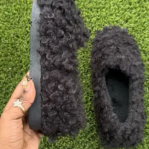 Cozy Black Sherpa Loafers | Soft Lined Slip-On Comfort Shoes US(7.5)