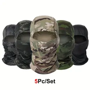 5pcs/Set Tactical Camouflage Baraclava for Outdoor Bike, Motorcycle and Tactical Helmet-full Cover with Neck and Inside Cover.