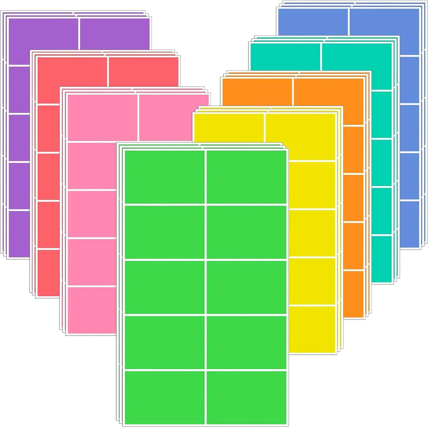 240 count Colored Labels Stickers 3 x 2 Inch Rectangular Moving Labels 8 Colors Large Color Coding Labels - Light Color