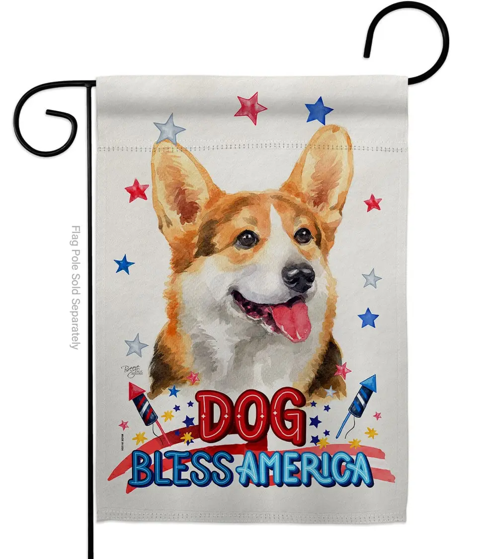 Breeze Decor G120166-BO Patriotic Pembroke Welsh Corgi Animals Dog 13 x 18.5 in. Double-Sided Decorative Vertical Garden Flags for House Decoration Banner Yard Gift