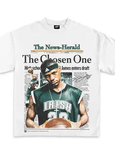 Premium soft cotton unisex oversized short sleeve tee with vintage 2002 Lebron James The Chosen One graphic classic basketball streetwear ideal fan gift for adult men women daily casual outdoor wear