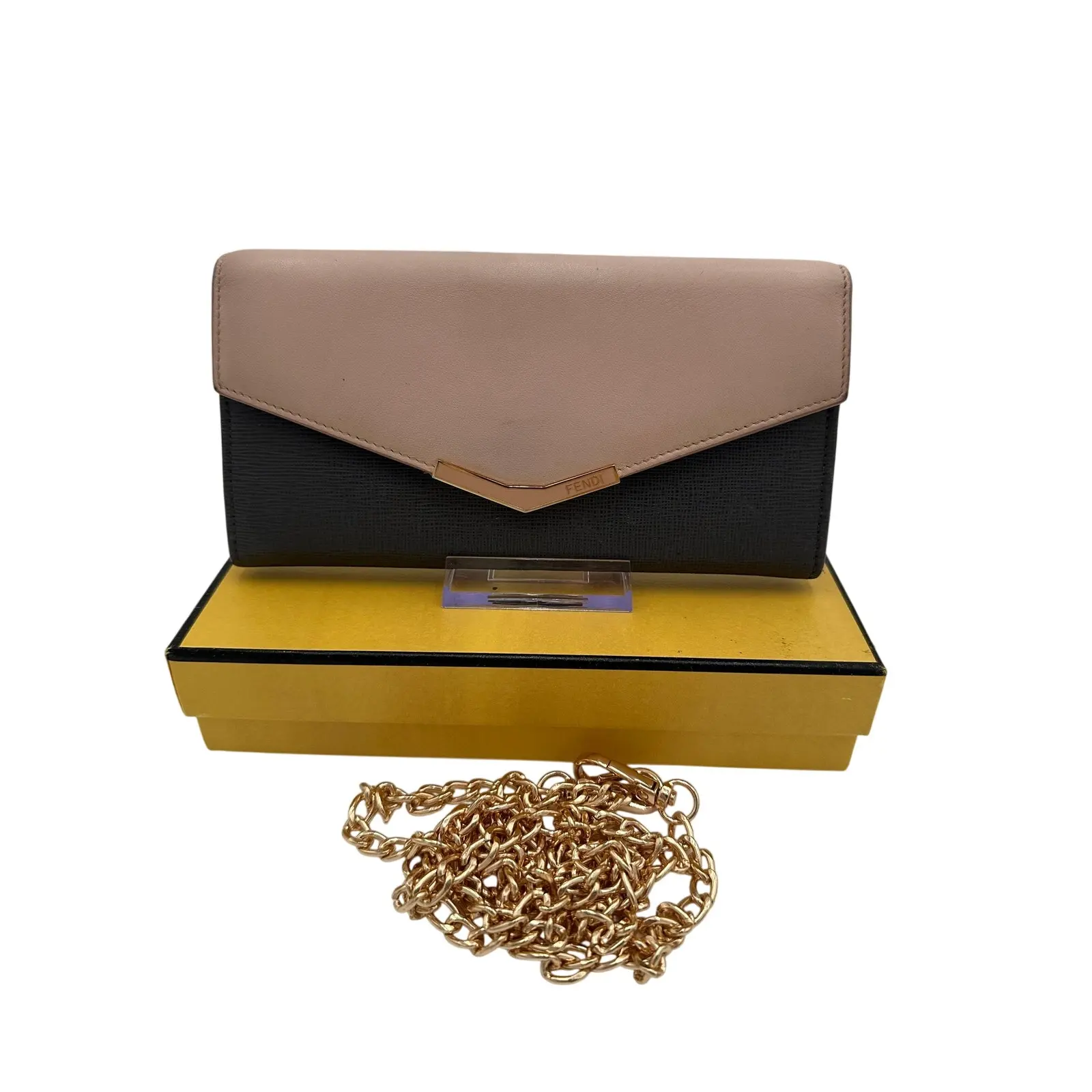 Pre-owned FENDI Leather Small Leather Goods 2Jours Bicolor Envelope Continental Flap Wallet