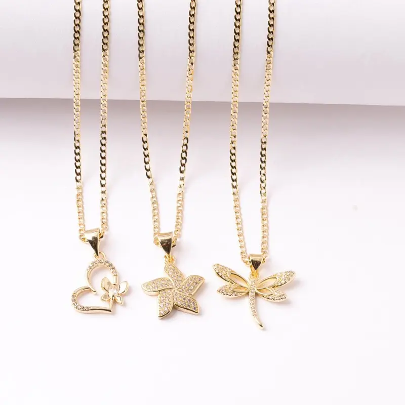 14K Gold Metal Coating Alloy Necklace, 2mm Necklace Chain with Pendant, Universal-Size Costume Jewelry Accessory