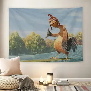 Chicken Joe Surf's Up Wall Flag, Cartoon Movie Art, Mid-century Modern Black Flash Manga Style, Y2K Nostalgic Vibe, For Adult Fans, Humor Decor, Bedroom Dorm Tapestry