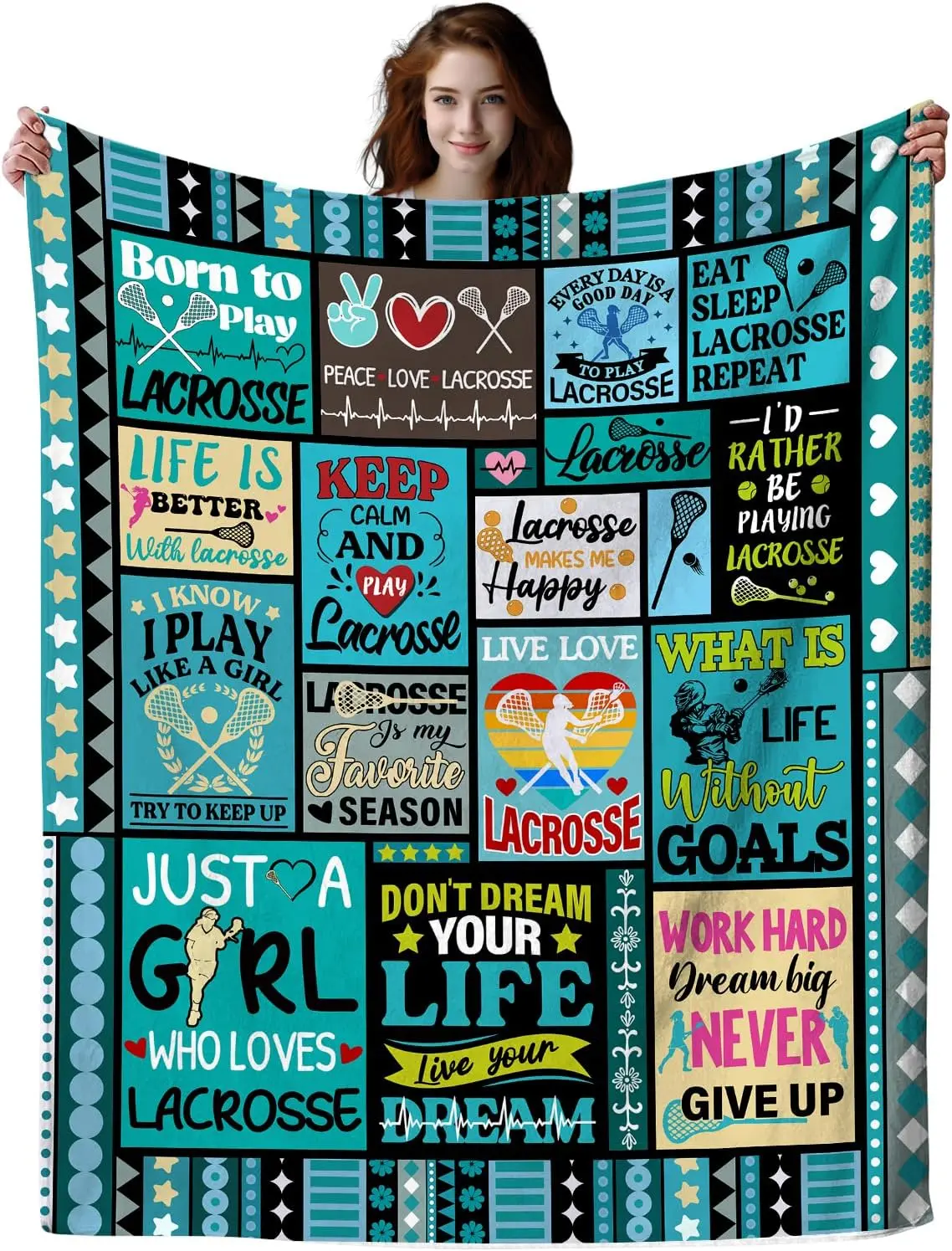 Lacrosse Gifts Blanket Soft Comfortable Flannel Lacrosse Throw Blanket for Adult Girls Boys Sport Lovers Decor Gifts for Home Bed Couch