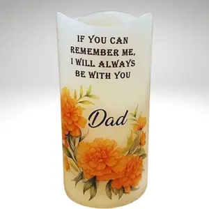 Día de los Muertos Personalized LED Wax Candle with Marigold Wreath Design 5-Hour Timer Flameless Memorial Candle for Home Altars