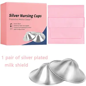 Silver Plated Nursing Cup, 1 Pair Protects From Rubbing & Irritation Breastfeeding Cup, Breastfeeding Accessories for New Moms