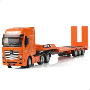 1:50 Scale MAX Alloy Orange Flatbed Trailer Truck Model Toy, Diecast Metal Model, Die-Cast Metal with Articulated Parts & Detachable Cab, Collector's Display Decor & Vehicle Replica, Christmas Birthday Gift for Men, Adult Collectors & Enthusiast