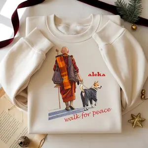 Aloka Walk for Peace Monk Shirt, Walking Monks & Dog Graphic Tee, Buddhist Monk Graphic Tee, Mindfulness Compassion Gift