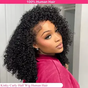 Gabrielle Wigs Half Wigs Human Hair Kinky Curly 3 In 1 Human Hair Wig Seamless Flip Over Half Wig Beginner Friendly Curly Wigs for Women 200% #SummerVibes #tiktokshopspringglowup