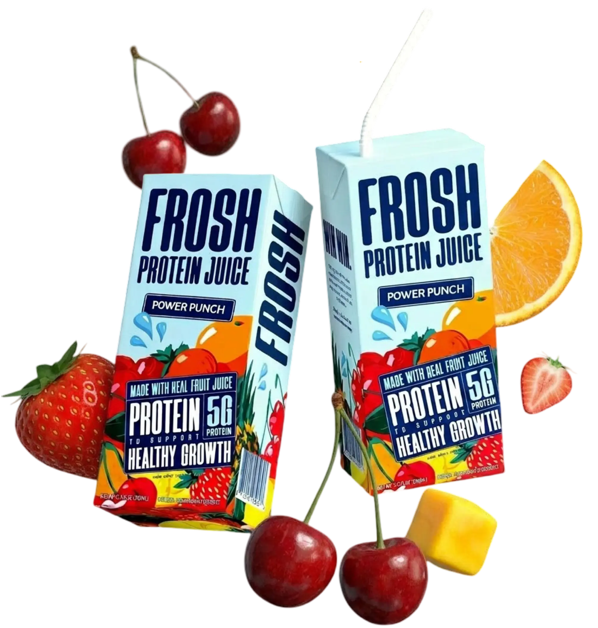Frosh Protein Juice - Power Punch - 6-Pack, Fruit Punch Juice Drink with 5g Protein, Vitamins & Zinc