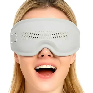 Silicone Eye Massager with Heat, Vibration and Bluetooth Music, 14 Massage Nodes, USB-C Rechargeable, See-Through Design, Great for Sleep, Tired Eyes, Travel and Daily Self Care